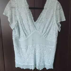 Elegant White Eyelet Lace Women's Top